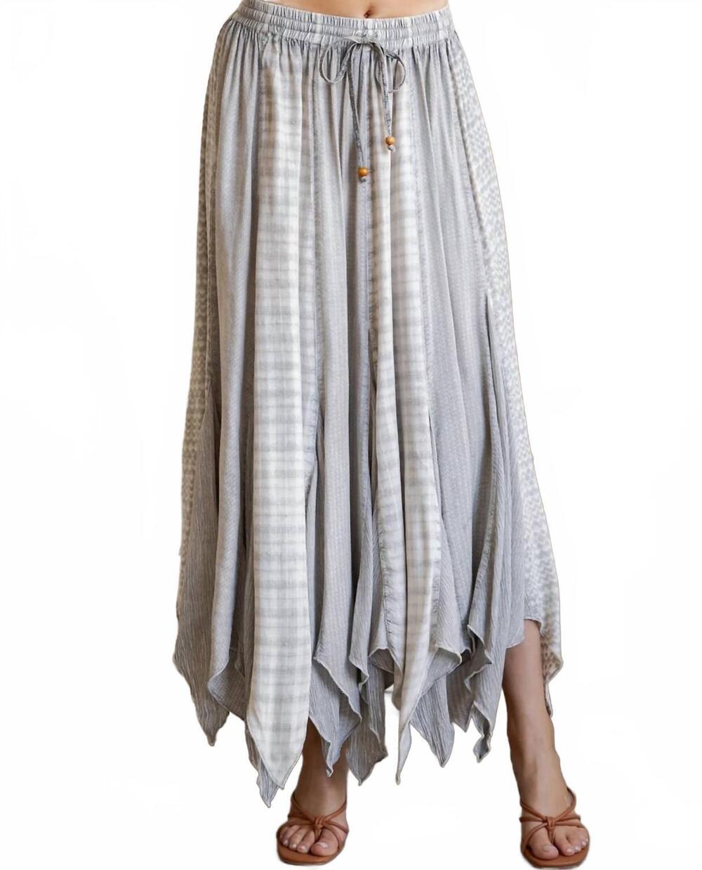 NEW YOUNG THREADS boho handkerchief maxi skirt in grey